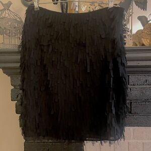 Ann Taylor Chiffon Black Fringe Mini Skirt